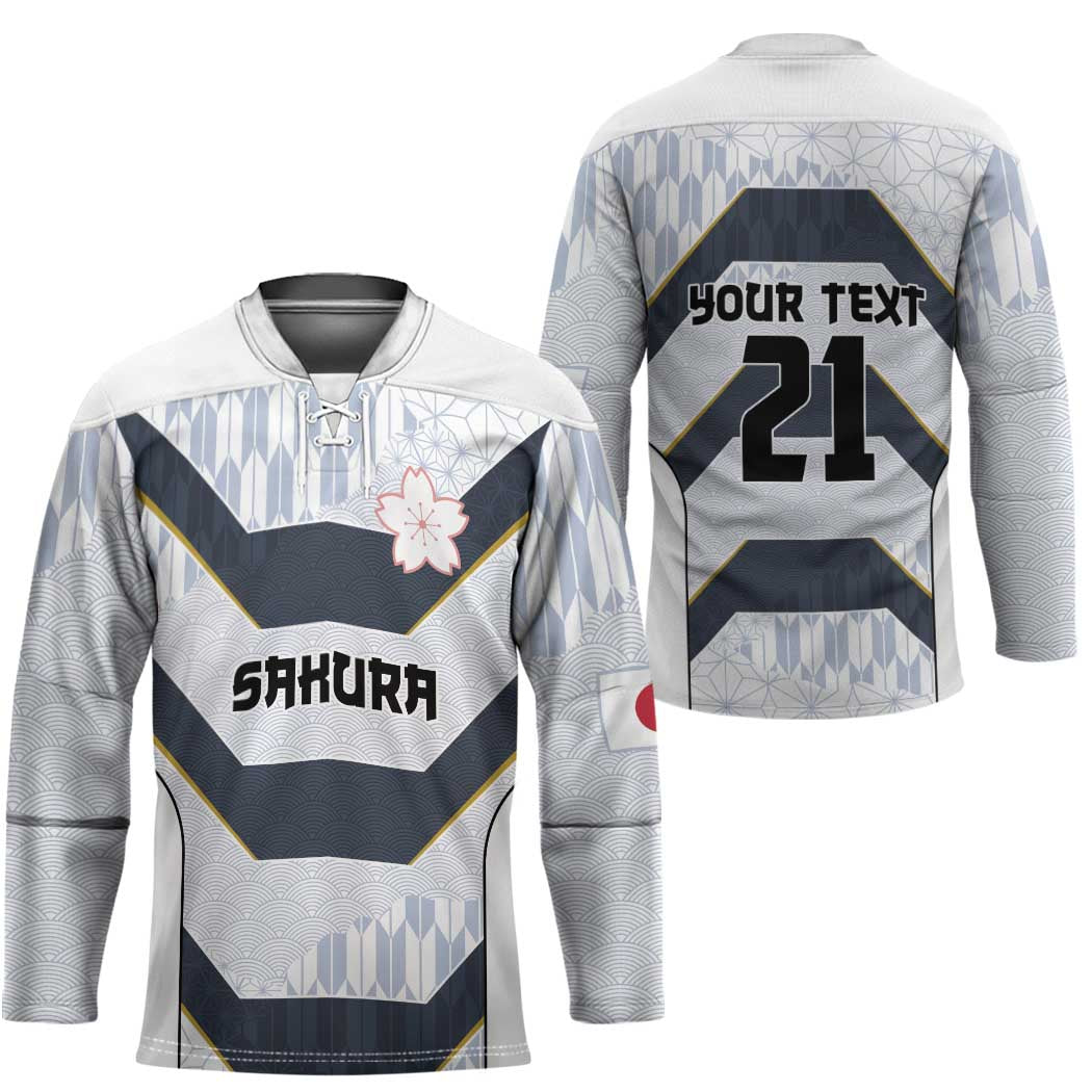 Japan Pacific Rugby 2022-23 Custom Hockey Jersey Black Sakura Japanese Wave Pattern LT9 - Polynesian Pride