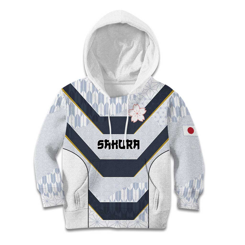 Japan Pacific Rugby 2022-23 Custom Kid Hoodie Black Sakura Japanese Wave Pattern