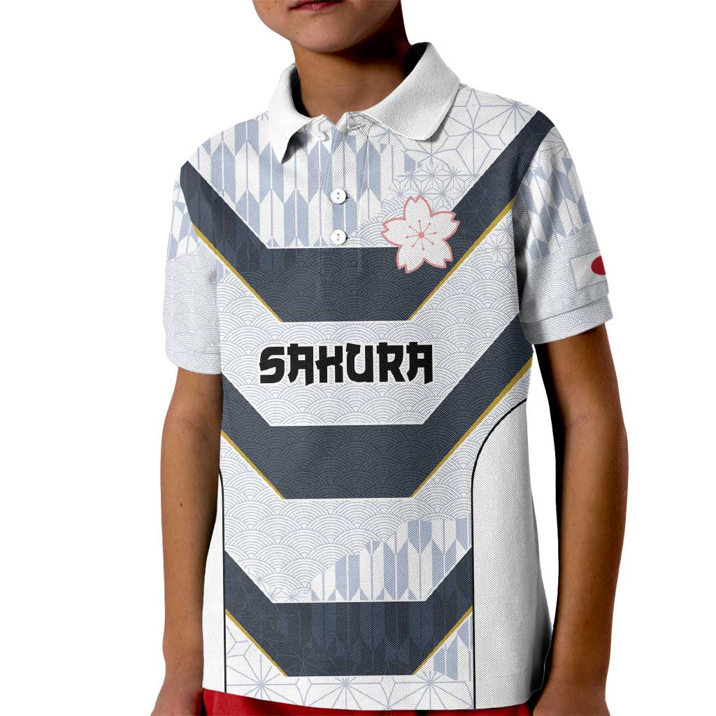 Japan Pacific Rugby 2022-23 Custom Kid Polo Shirt Black Sakura Japanese Wave Pattern
