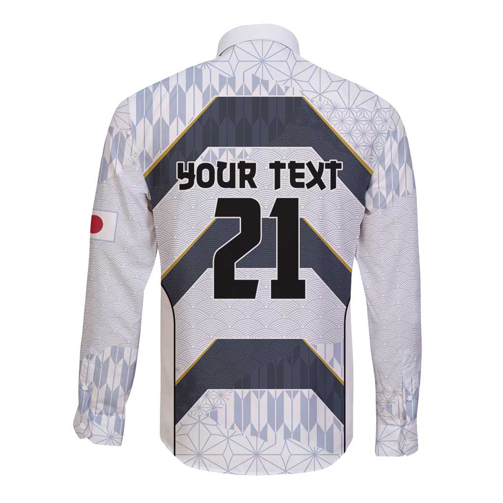 Japan Pacific Rugby 2022-23 Custom Long Sleeve Button Shirt Black Sakura Japanese Wave Pattern LT9 - Polynesian Pride