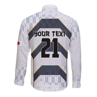 Japan Pacific Rugby 2022-23 Custom Long Sleeve Button Shirt Black Sakura Japanese Wave Pattern LT9 - Polynesian Pride