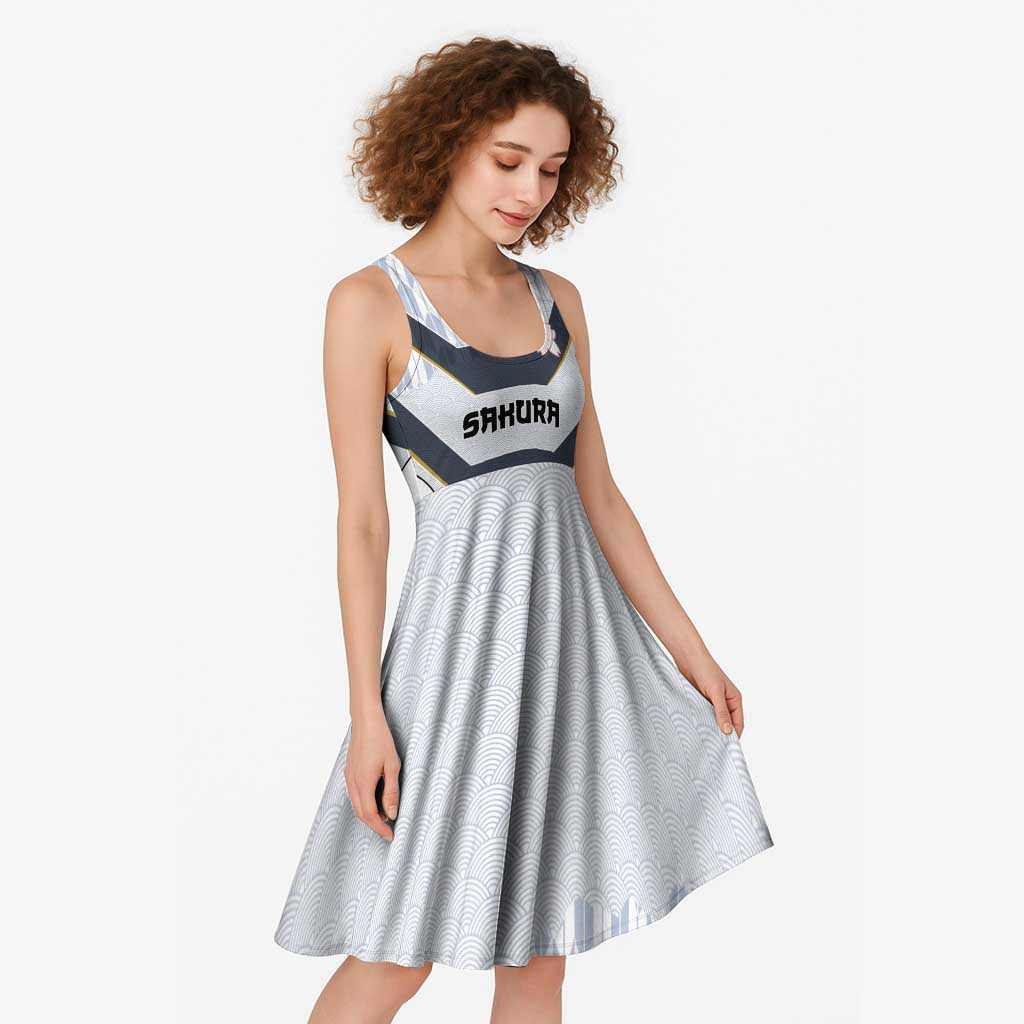 Japan Pacific Rugby 2022-23 Custom Midi Dress Black Sakura Japanese Wave Pattern - Polynesian Pride