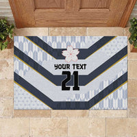 Japan Pacific Rugby 2022-23 Custom Rubber Doormat Black Sakura Japanese Wave Pattern LT9 Black - Polynesian Pride