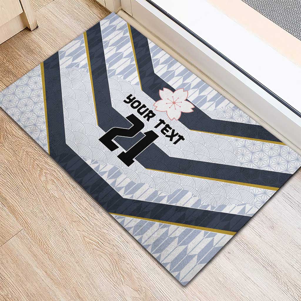 Japan Pacific Rugby 2022-23 Custom Rubber Doormat Black Sakura Japanese Wave Pattern LT9 - Polynesian Pride