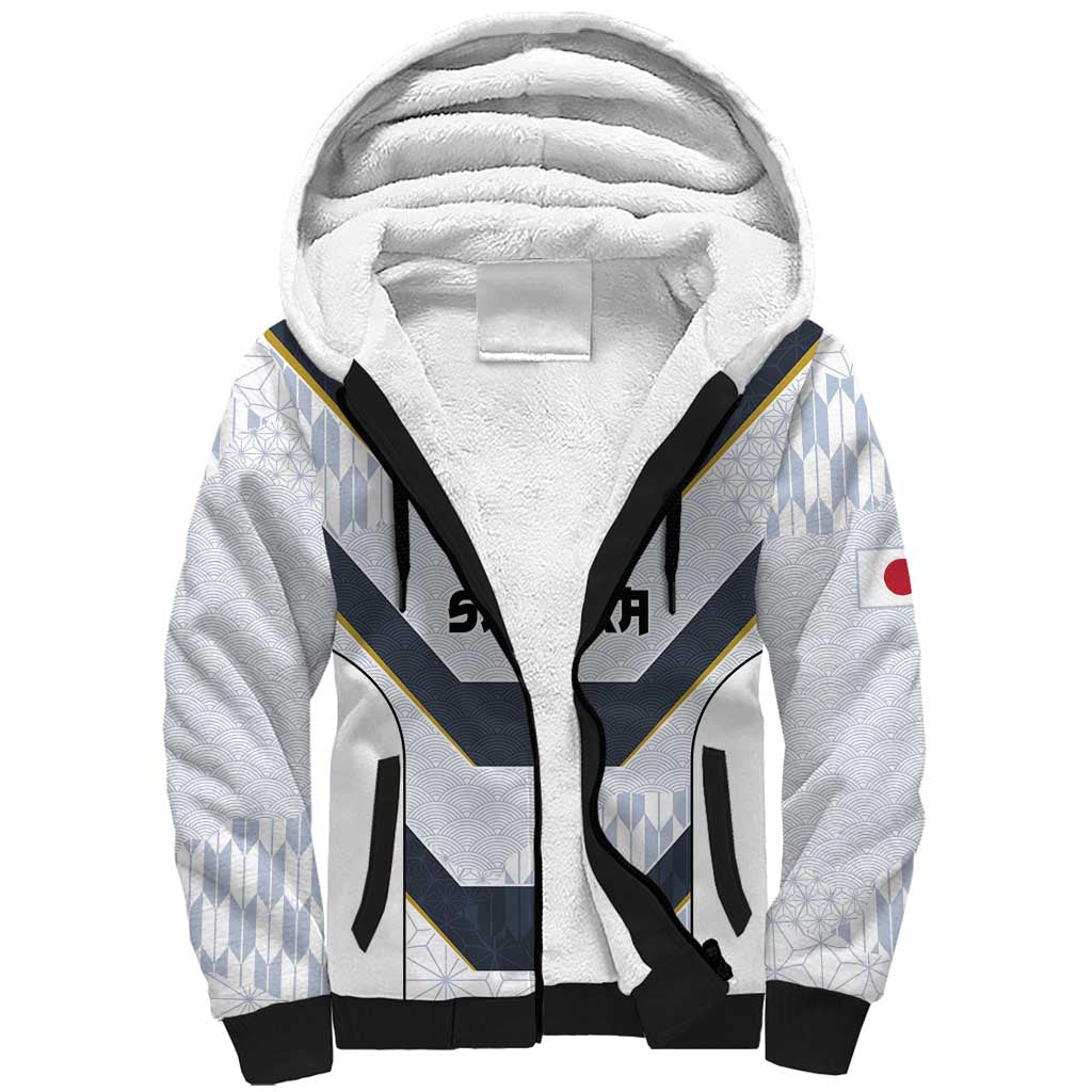 Japan Pacific Rugby 2022-23 Custom Sherpa Hoodie Black Sakura Japanese Wave Pattern LT9 Unisex Black - Polynesian Pride