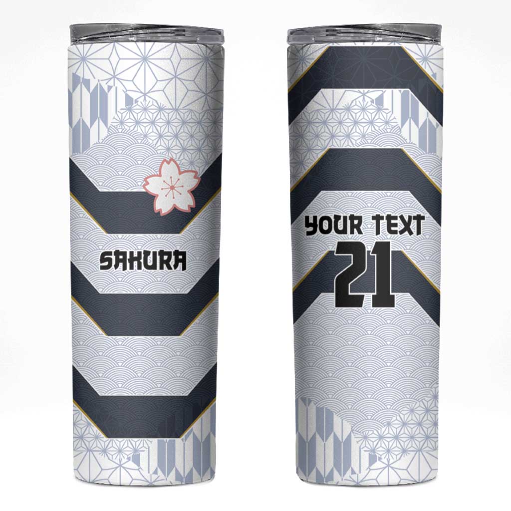 Japan Pacific Rugby 2022-23 Custom Skinny Tumbler Black Sakura Japanese Wave Pattern