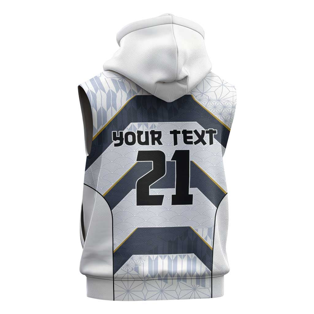 Japan Pacific Rugby 2022-23 Custom Sleeveless Hoodie Black Sakura Japanese Wave Pattern LT9 - Polynesian Pride