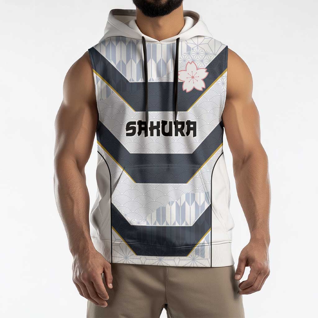 Japan Pacific Rugby 2022-23 Custom Sleeveless Hoodie Black Sakura Japanese Wave Pattern LT9 - Polynesian Pride