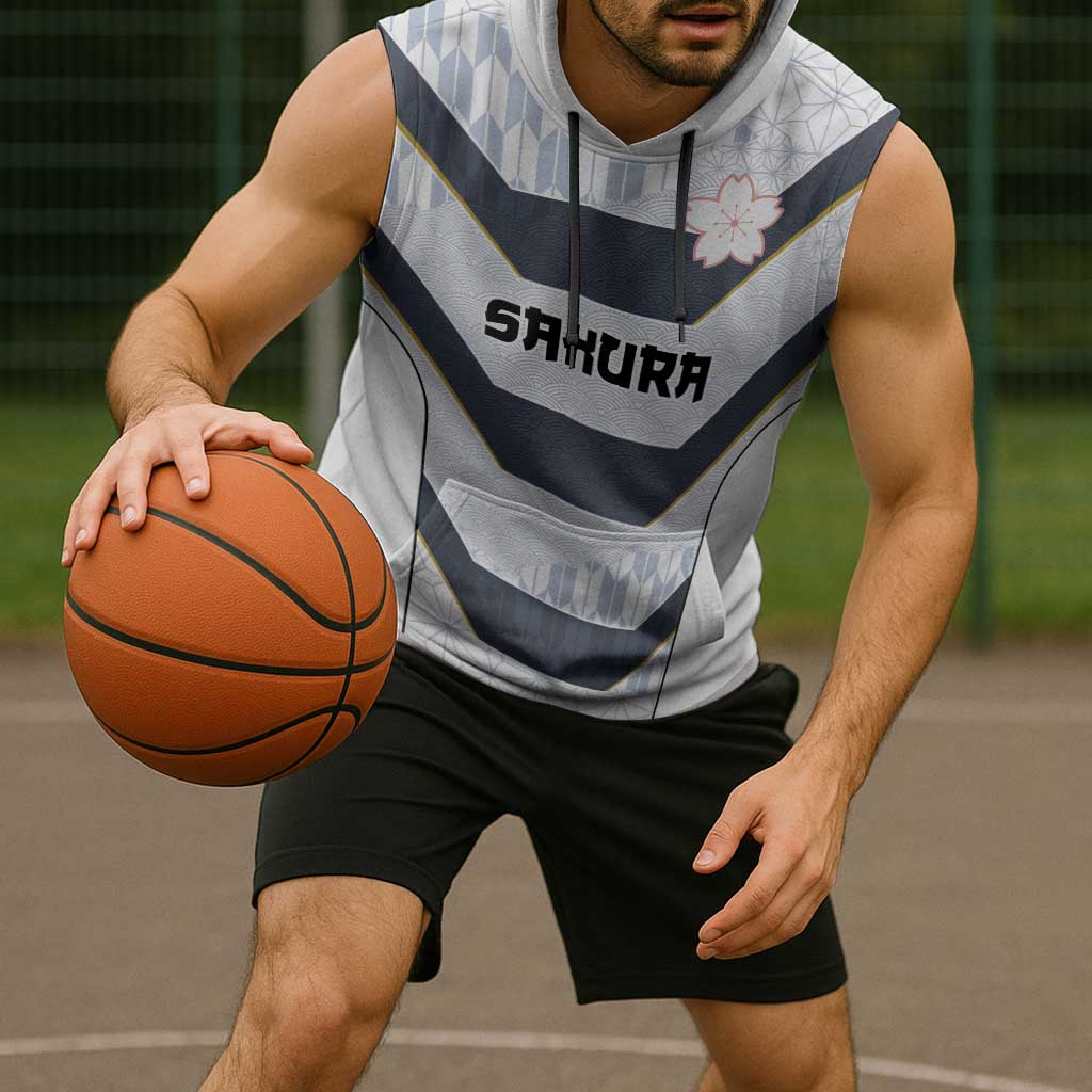 Japan Pacific Rugby 2022-23 Custom Sleeveless Hoodie Black Sakura Japanese Wave Pattern LT9 - Polynesian Pride