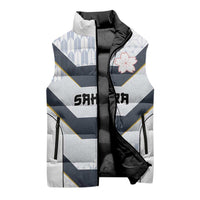 Japan Pacific Rugby 2022-23 Custom Sleeveless Puffer Jacket Black Sakura Japanese Wave Pattern LT9 - Polynesian Pride