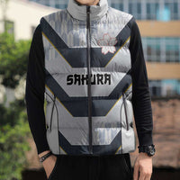Japan Pacific Rugby 2022-23 Custom Sleeveless Puffer Jacket Black Sakura Japanese Wave Pattern LT9 - Polynesian Pride