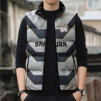 Japan Pacific Rugby 2022-23 Custom Sleeveless Puffer Jacket Black Sakura Japanese Wave Pattern LT9 - Polynesian Pride