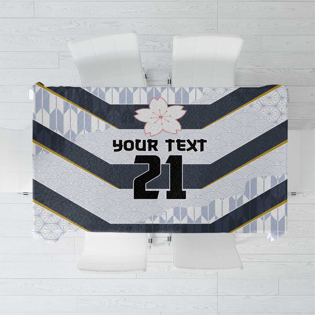 Japan Pacific Rugby 2022-23 Custom Tablecloth Black Sakura Japanese Wave Pattern LT9 Black - Polynesian Pride