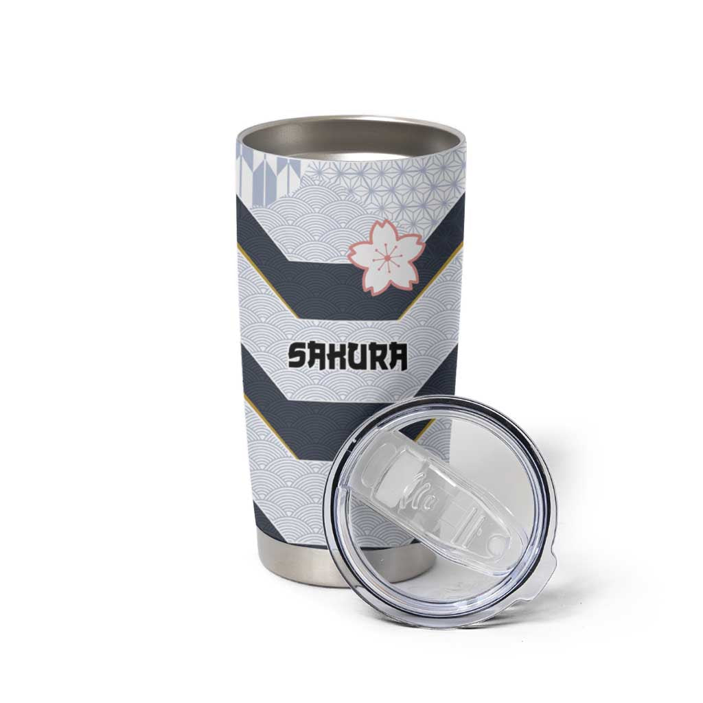 Japan Pacific Rugby 2022-23 Custom Tumbler Cup Black Sakura Japanese Wave Pattern
