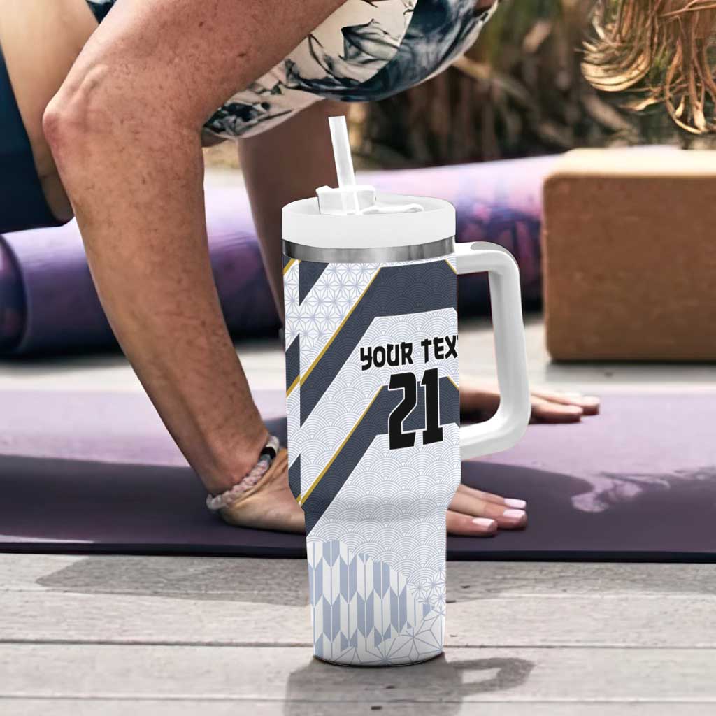 Japan Pacific Rugby 2022-23 Custom Tumbler With Handle Black Sakura Japanese Wave Pattern