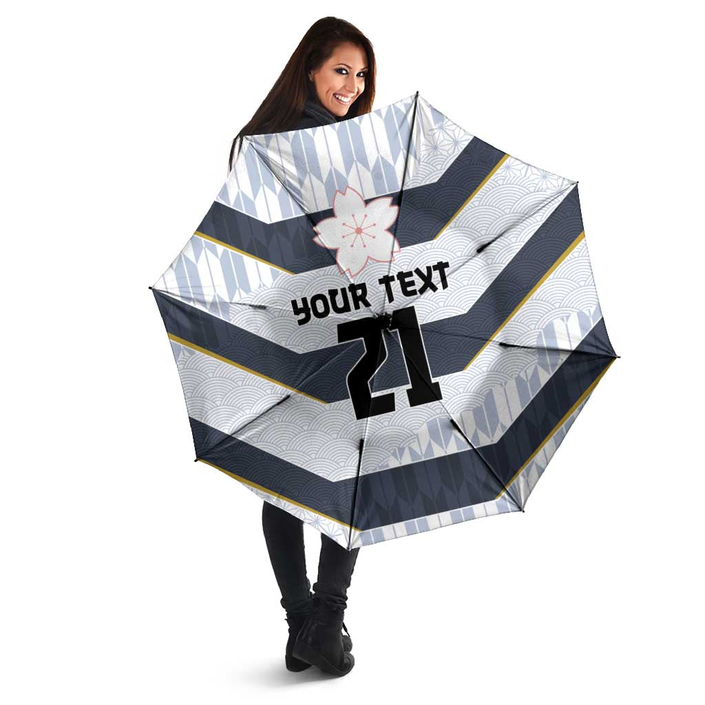 Japan Pacific Rugby 2022-23 Custom Umbrella Black Sakura Japanese Wave Pattern LT9 - Polynesian Pride