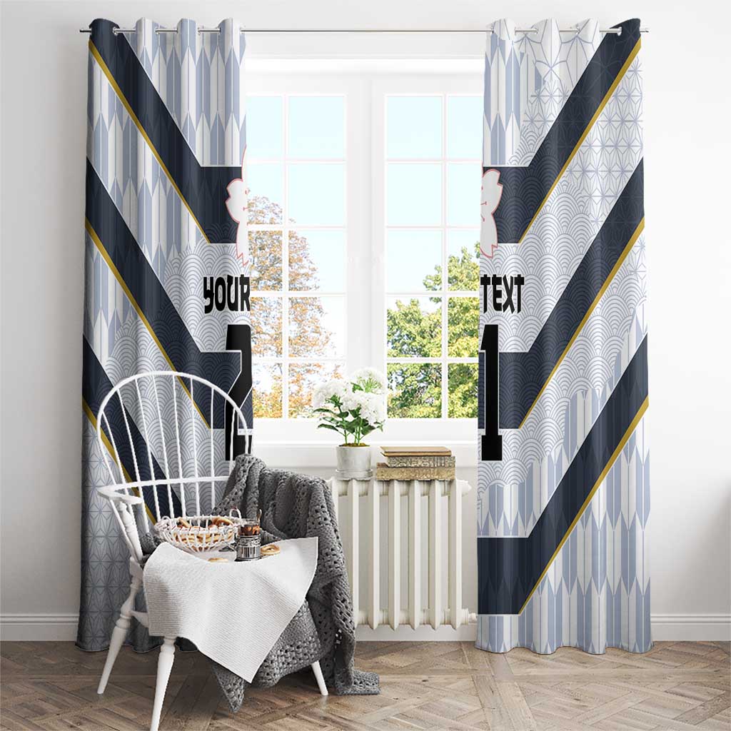 Japan Pacific Rugby 2022-23 Custom Window Curtain Black Sakura Japanese Wave Pattern