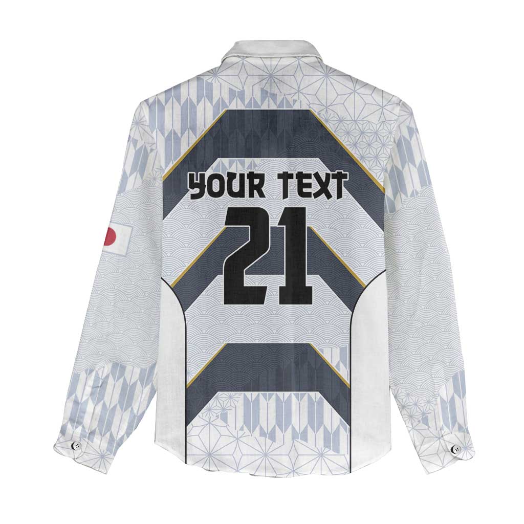 Japan Pacific Rugby 2022-23 Custom Women Casual Shirt Black Sakura Japanese Wave Pattern