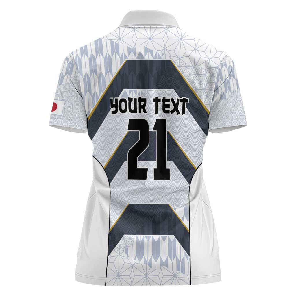 Japan Pacific Rugby 2022-23 Custom Women Polo Shirt Black Sakura Japanese Wave Pattern