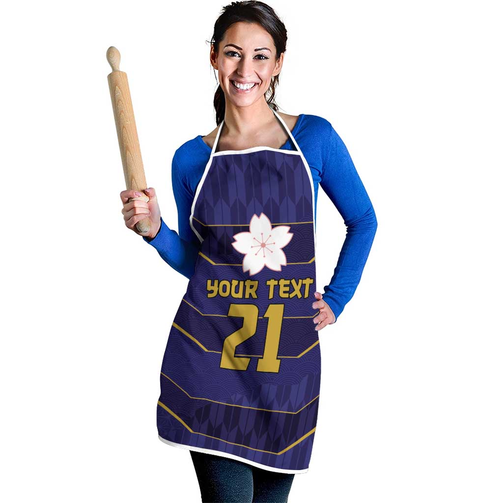 Japan Pacific Rugby 2022-23 Custom Apron Blue Sakura Japanese Wave Pattern LT9 - Polynesian Pride