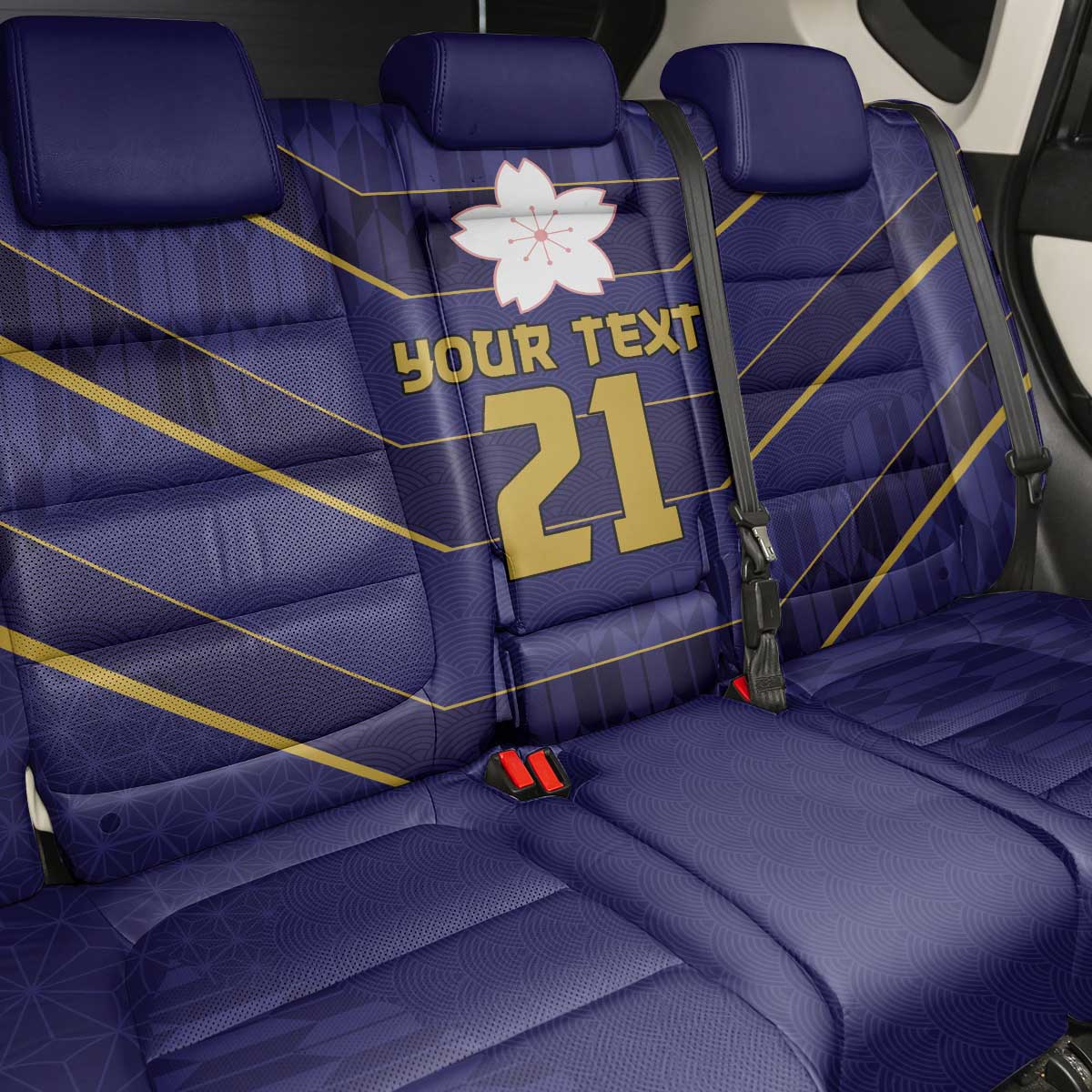 Japan Pacific Rugby 2022-23 Custom Back Car Seat Cover Blue Sakura Japanese Wave Pattern