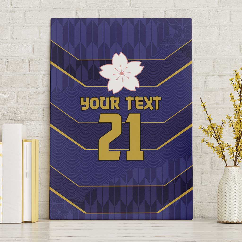 Japan Pacific Rugby 2022-23 Custom Canvas Wall Art Blue Sakura Japanese Wave Pattern LT9 Without Frame Blue - Polynesian Pride