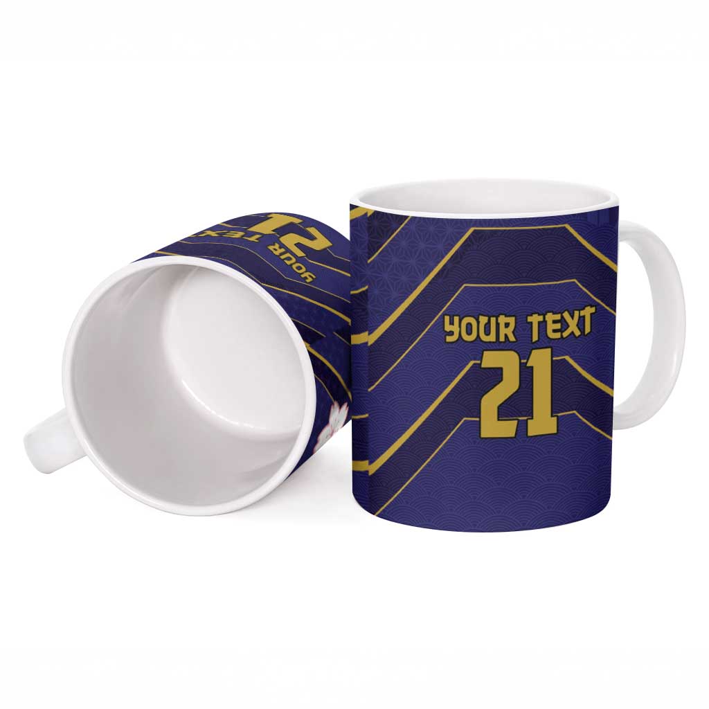 Japan Pacific Rugby 2022-23 Custom Ceramic Mug Blue Sakura Japanese Wave Pattern LT9 - Polynesian Pride