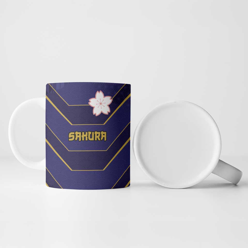 Japan Pacific Rugby 2022-23 Custom Ceramic Mug Blue Sakura Japanese Wave Pattern LT9 - Polynesian Pride