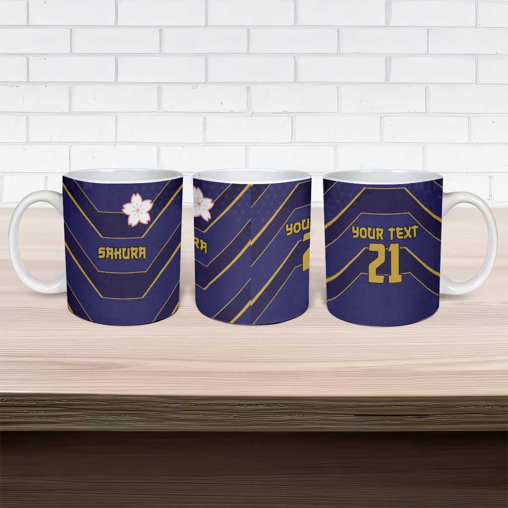 Japan Pacific Rugby 2022-23 Custom Ceramic Mug Blue Sakura Japanese Wave Pattern LT9 - Polynesian Pride
