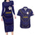 Japan Pacific Rugby 2022-23 Custom Couples Matching Long Sleeve Bodycon Dress and Hawaiian Shirt Blue Sakura Japanese Wave Pattern