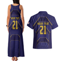 Japan Pacific Rugby 2022-23 Custom Couples Matching Tank Maxi Dress and Hawaiian Shirt Blue Sakura Japanese Wave Pattern LT9 - Polynesian Pride