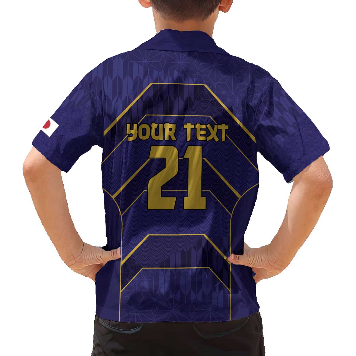 Japan Pacific Rugby 2022-23 Custom Family Matching Off The Shoulder Long Sleeve Dress and Hawaiian Shirt Blue Sakura Japanese Wave Pattern
