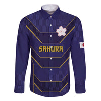 Japan Pacific Rugby 2022-23 Custom Family Matching Off The Shoulder Long Sleeve Dress and Hawaiian Shirt Blue Sakura Japanese Wave Pattern