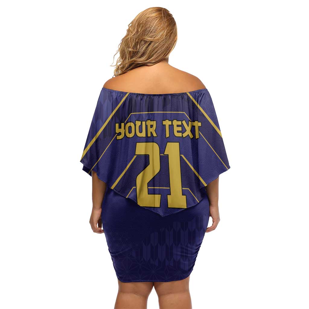 Japan Pacific Rugby 2022-23 Custom Family Matching Off Shoulder Short Dress and Hawaiian Shirt Blue Sakura Japanese Wave Pattern LT9 - Polynesian Pride