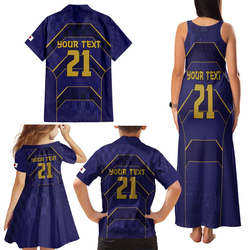 Japan Pacific Rugby 2022-23 Custom Family Matching Tank Maxi Dress and Hawaiian Shirt Blue Sakura Japanese Wave Pattern LT9 - Polynesian Pride
