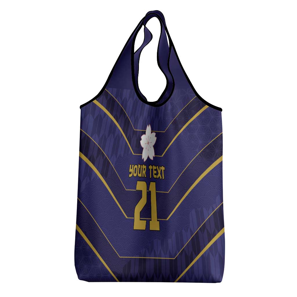 Japan Pacific Rugby 2022-23 Custom Grocery Bag Blue Sakura Japanese Wave Pattern LT9 - Polynesian Pride