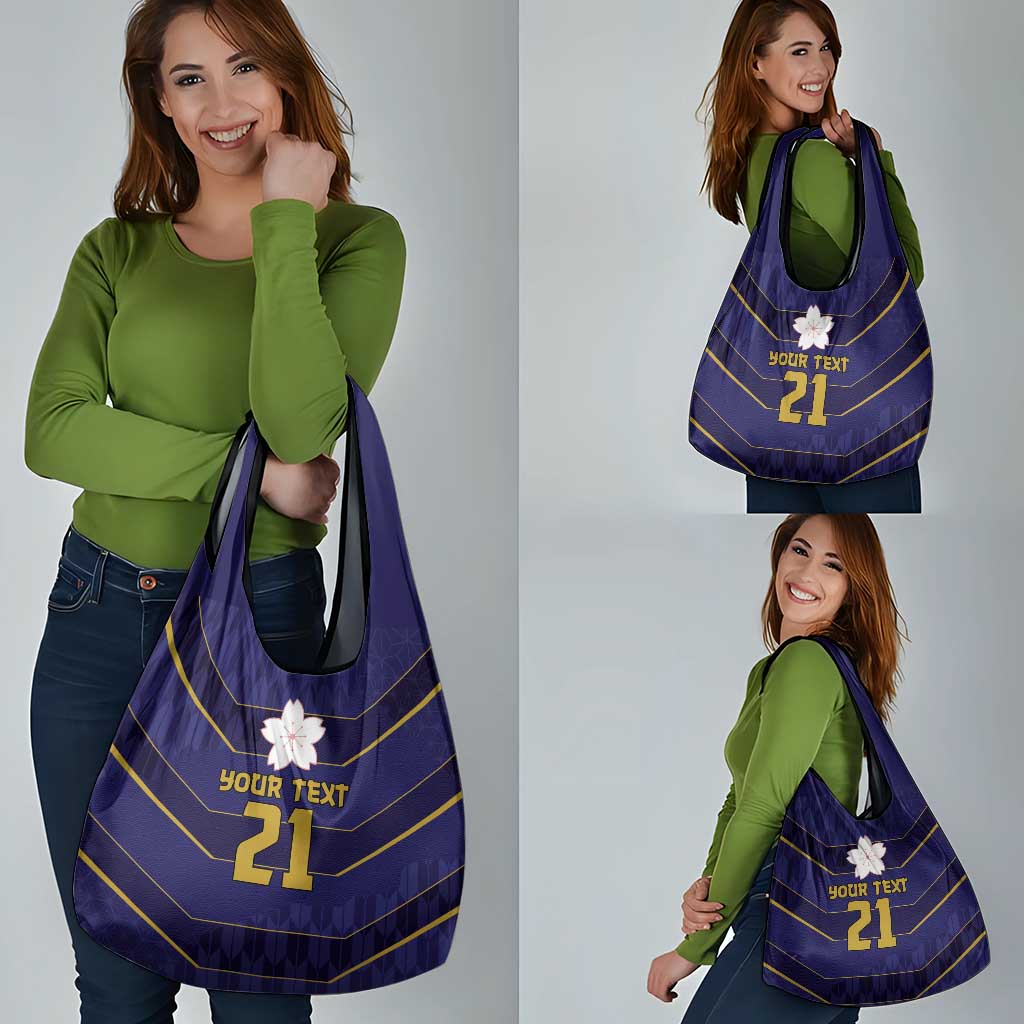 Japan Pacific Rugby 2022-23 Custom Grocery Bag Blue Sakura Japanese Wave Pattern LT9 - Polynesian Pride