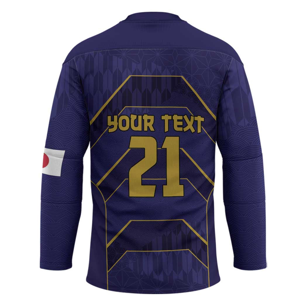 Japan Pacific Rugby 2022-23 Custom Hockey Jersey Blue Sakura Japanese Wave Pattern LT9 - Polynesian Pride