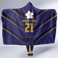 Japan Pacific Rugby 2022-23 Custom Hooded Blanket Blue Sakura Japanese Wave Pattern LT9 One Size Blue - Polynesian Pride