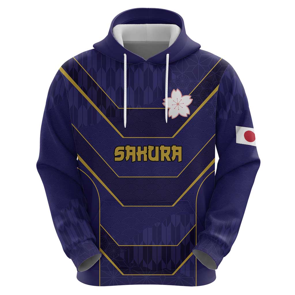 Japan Pacific Rugby 2022-23 Custom Hoodie Blue Sakura Japanese Wave Pattern