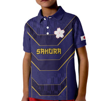 Japan Pacific Rugby 2022-23 Custom Kid Polo Shirt Blue Sakura Japanese Wave Pattern