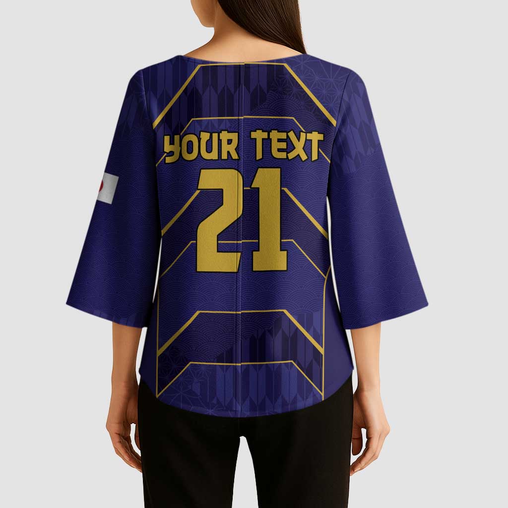 Japan Pacific Rugby 2022-23 Custom Kimono Sleeve Blouse Blue Sakura Japanese Wave Pattern LT9 - Polynesian Pride
