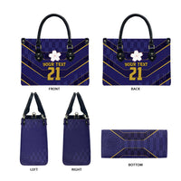 Japan Pacific Rugby 2022-23 Custom Leather Bag Blue Sakura Japanese Wave Pattern - Polynesian Pride
