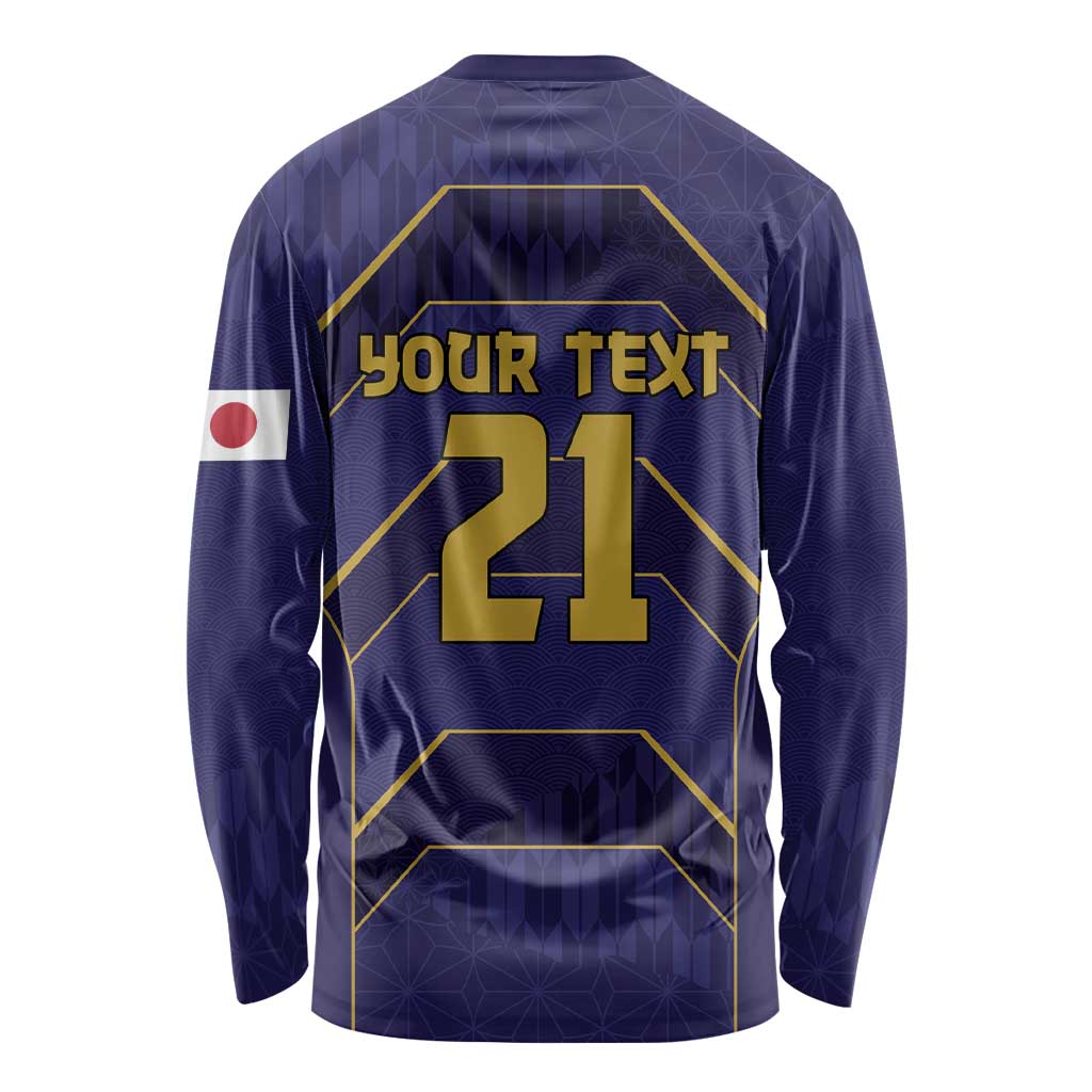 Japan Pacific Rugby 2022-23 Custom Long Sleeve Shirt Blue Sakura Japanese Wave Pattern LT9 - Polynesian Pride