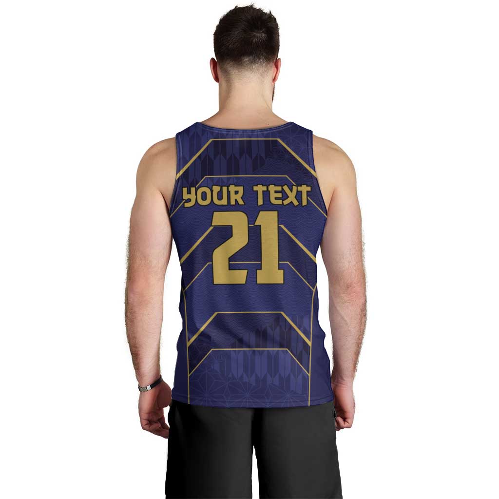 Japan Pacific Rugby 2022-23 Custom Men Tank Top Blue Sakura Japanese Wave Pattern LT9 - Polynesian Pride