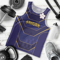 Japan Pacific Rugby 2022-23 Custom Men Tank Top Blue Sakura Japanese Wave Pattern LT9 - Polynesian Pride