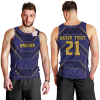 Japan Pacific Rugby 2022-23 Custom Men Tank Top Blue Sakura Japanese Wave Pattern LT9 - Polynesian Pride