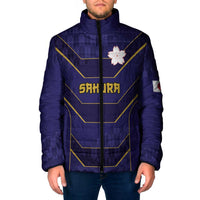 Japan Pacific Rugby 2022-23 Custom Padded Jacket Blue Sakura Japanese Wave Pattern LT9 Men Blue - Polynesian Pride