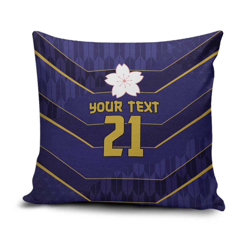 Japan Pacific Rugby 2022-23 Custom Pillow Cover Blue Sakura Japanese Wave Pattern - Polynesian Pride