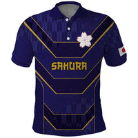 Japan Pacific Rugby 2022-23 Custom Polo Shirt Blue Sakura Japanese Wave Pattern